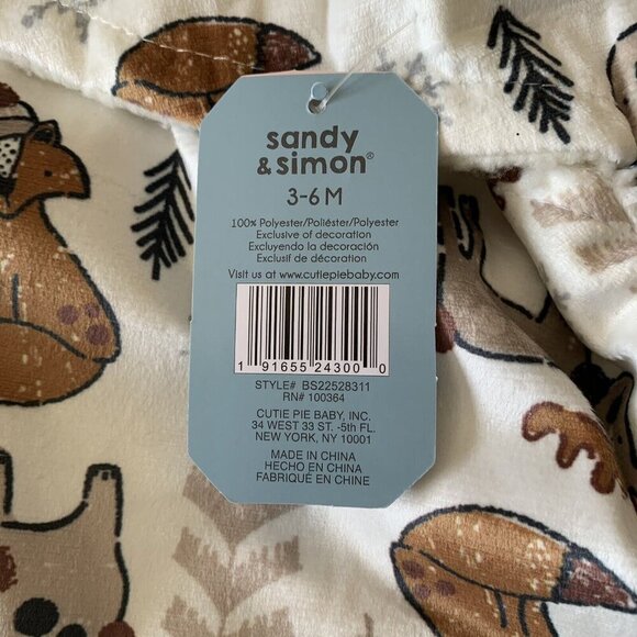 Sandy & Simon Forest Friends Baby Swaddle Blanket 3-6 Months Fleece Bear Fox New - Picture 7 of 10